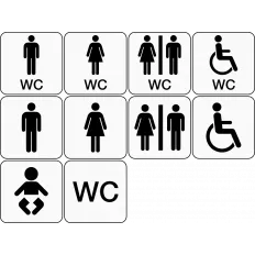 WC-kylttien vaihtoehdot.