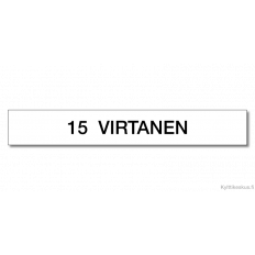 Postilaatikon nimikyltti omilla mitoilla ja värityksellä.