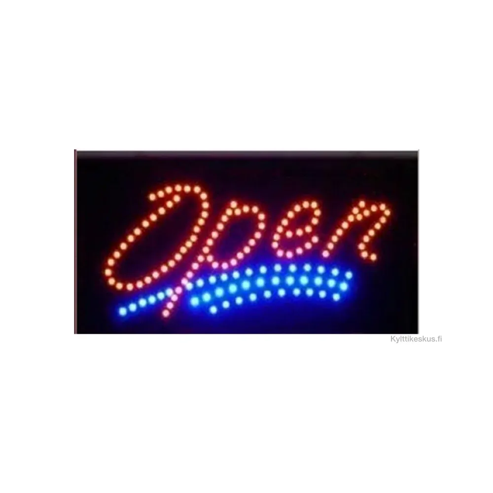 Led-kyltti "Open" -tekstillä, kyltin koko 48x25 cm. Led-kyltti "Open" -tekstillä, kyltin koko 48x25 cm.