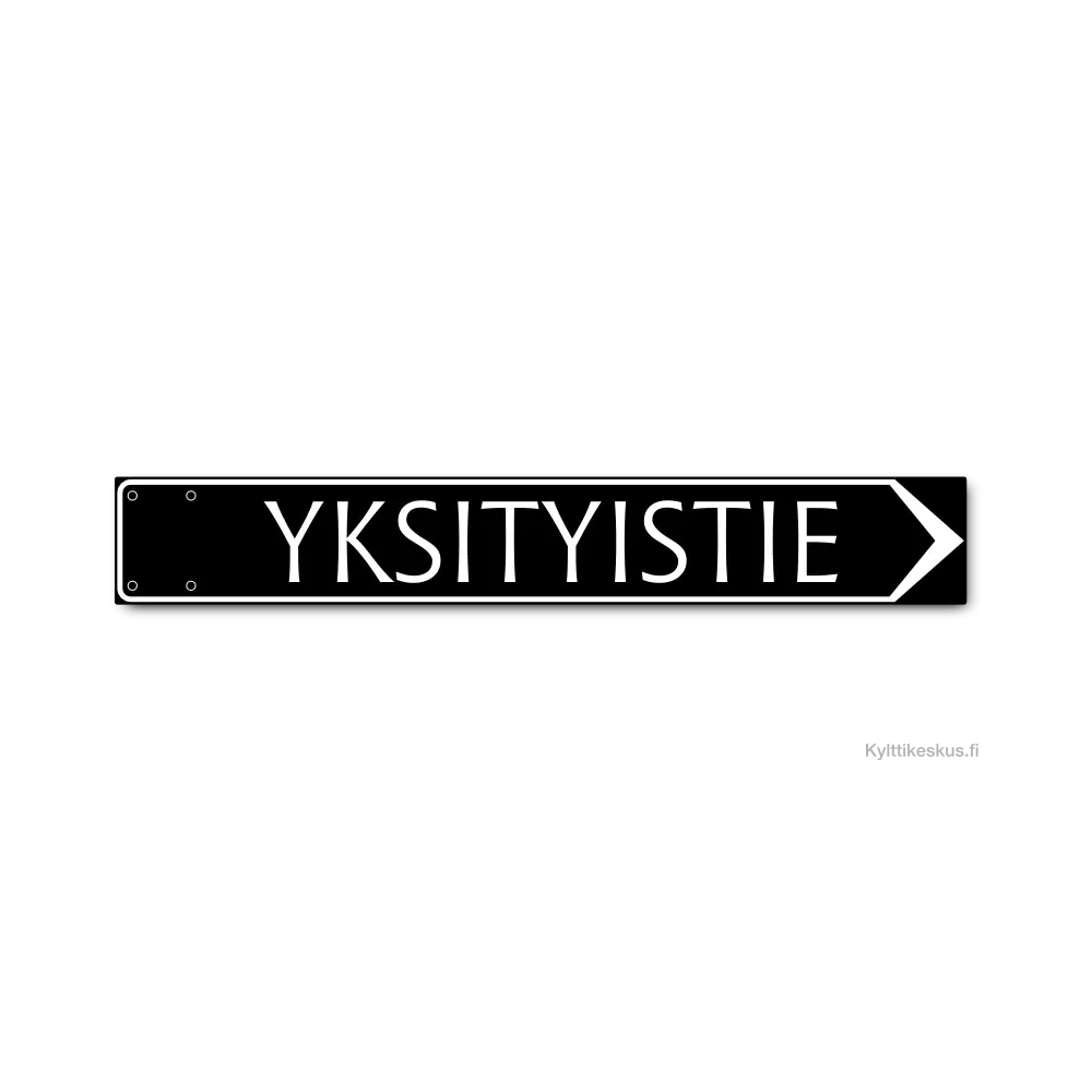 Osoitekyltti Special 800 x 120 mm. Värityksenä musta tausta ja valkoinen teksti sekä reunus ja nuoli. Osoitekyltti Special 800 x 120 mm. Värityksenä musta tausta ja valkoinen teksti sekä reunus ja nuoli.